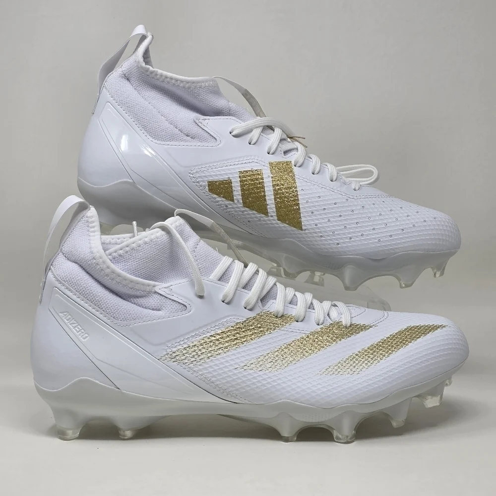 Adidas Adizero Impact MID Football Cleats White Gold IF2476 Men's Size 11 New